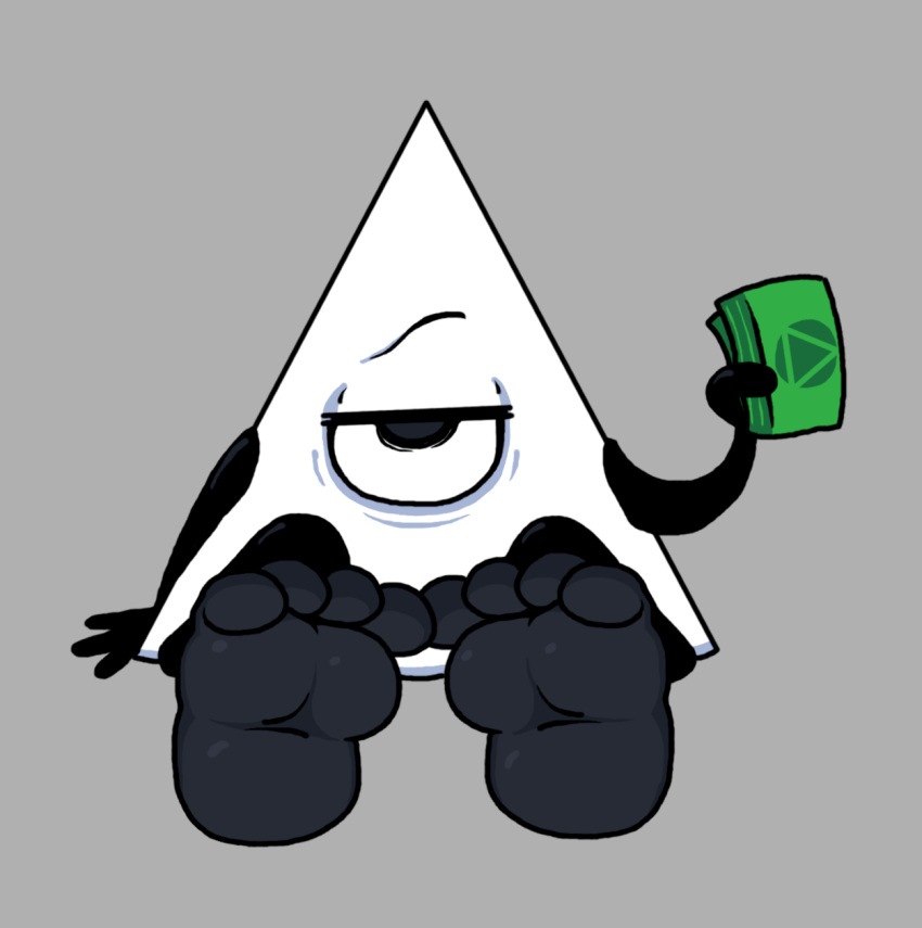 1_eye alien eye_of_providence feet foot_focus hi_res male money mouthless not_furry scary_lemon simple_background solo triangular_body yung_venuz