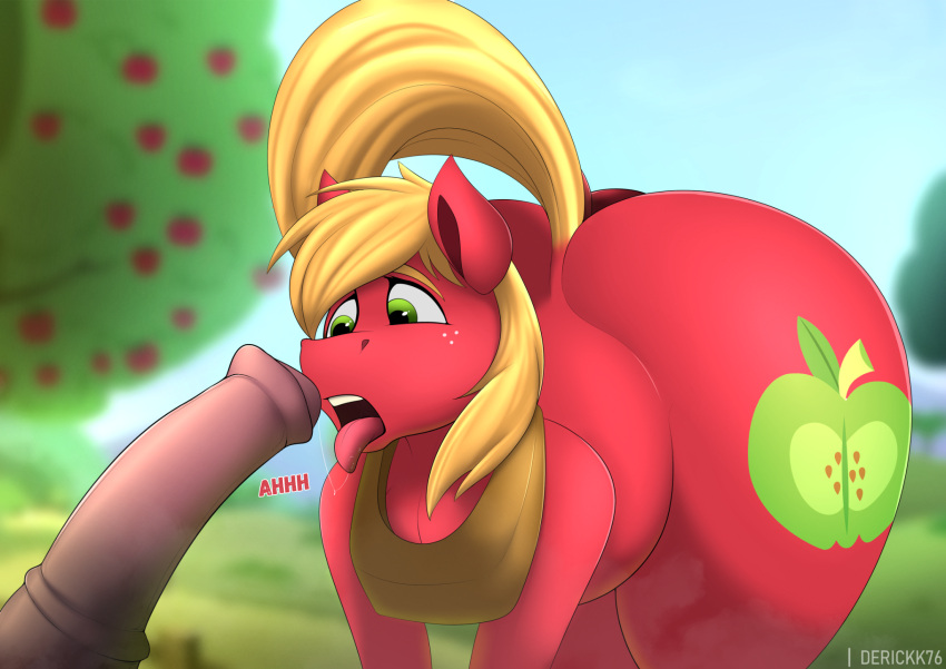 animal_genitalia animal_penis apple apple_tree big_butt big_macintosh_(mlp) blurred_background bodily_fluids butt derickk76 duo earth_pony equid equine equine_genitalia equine_penis food friendship_is_magic fruit fruit_tree genitals hasbro hi_res horse huge_butt imminent_oral imminent_sex male male/male mammal medial_ring my_little_pony offscreen_character open_mouth penis plant pony saliva saliva_string solo_focus tree