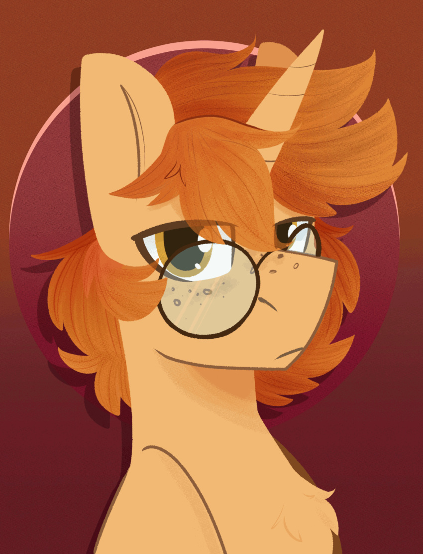 animated equid equine eyewear feral freckles glasses golden_autumn gradient_background hasbro hi_res horn horse looking_at_viewer male mammal modularpon my_little_pony pony simple_background solo unicorn
