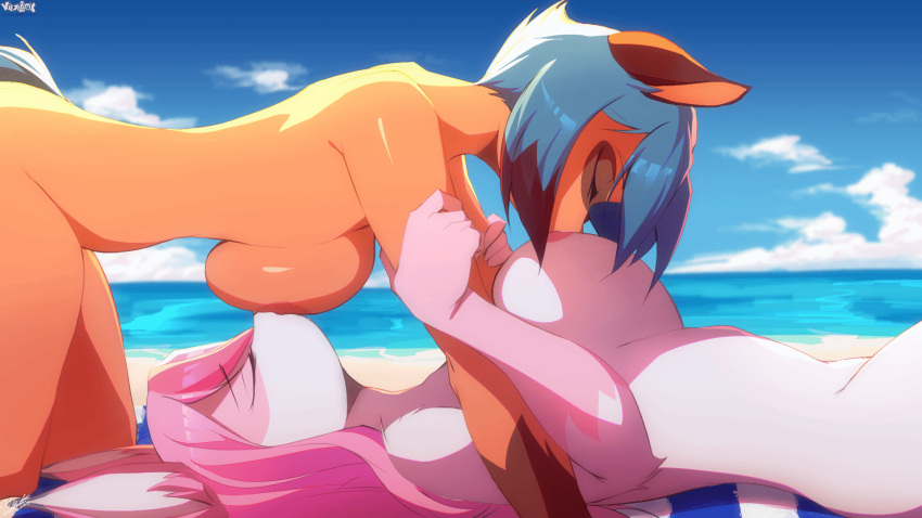 16:9 69_breast_suck animated anthro big_breasts brand_new_animal breast_play breast_suck breasts canid canine female hi_res mammal michiru_kagemori nazuna_hiwatashi raccoon_dog short_playtime solo studio_trigger sucking tanuki viejillox widescreen