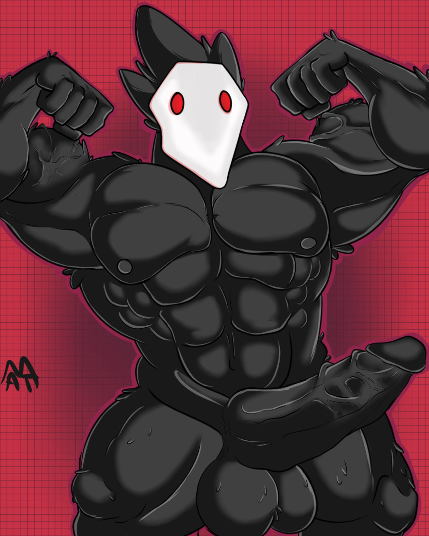 abs absurd_res anthro areola athan_the_monster avian balls barazoku biceps big_balls big_muscles big_penis biped deltarune flexing_bicep flexing_both_biceps genitals hi_res huge_muscles huge_penis male muscular muscular_anthro muscular_male nipples nude pecs penis simple_background solo swatchling triceps undertale_(series) vein veiny_muscles veiny_penis