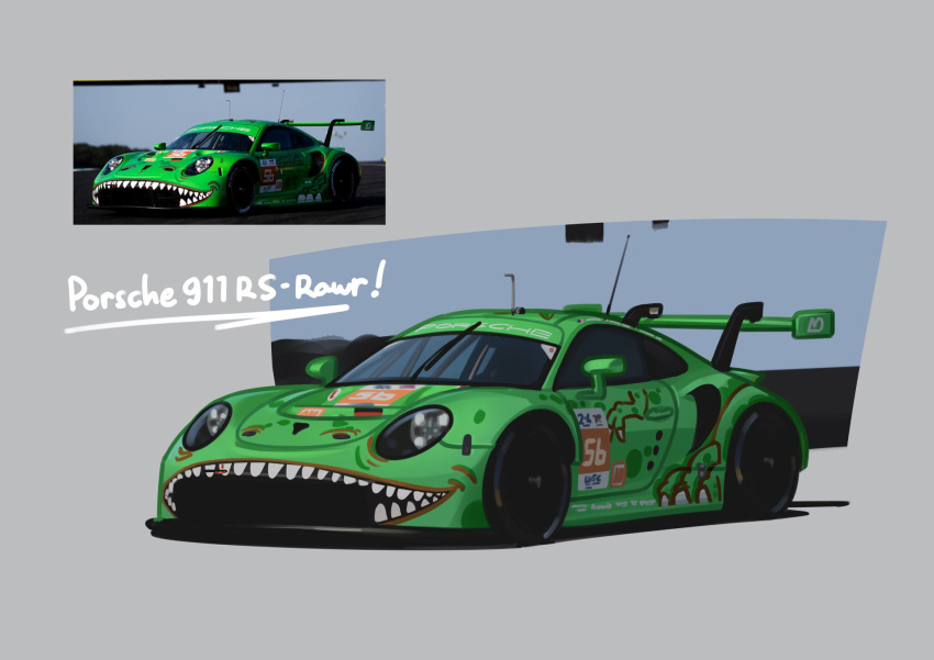 arhentol car highres motor_vehicle no_humans photo-referenced porsche porsche_911 porsche_992 race_vehicle racecar radio_antenna real_life reference_inset spoiler_(automobile) vehicle_focus vehicle_name world_endurance_championship