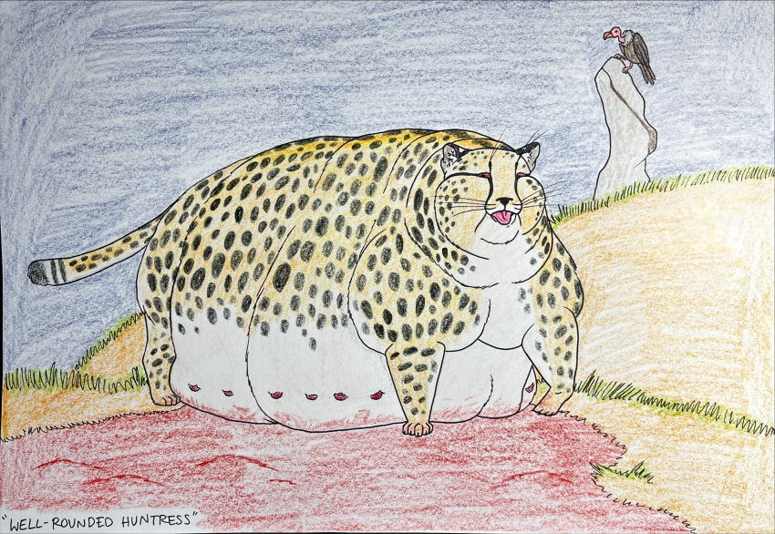 breath cheetah degen_gulch felid feline female feral hi_res huge_belly mammal morbidly obese overweight panting solo