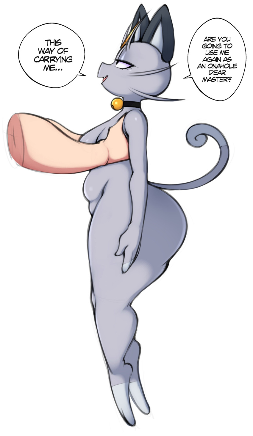 2023 absurd_res alolan_form alolan_meowth ambiguous_gender anthro anthro_focus anthrofied bedroom_eyes bell bell_collar big_butt black_body black_collar black_ears black_eyelashes black_eyes black_fur breasts butt carrying_another carrying_partner claws collar dialogue digital_media_(artwork) disembodied_hand duo english_text eyelashes fangs feet female female/ambiguous female_focus fingers fur grey_body grey_fur grey_inner_ear half-closed_eyes hand_on_partner hi_res human lifting_partner mammal multicolored_body multicolored_fur narrowed_eyes nintendo nude open_mouth open_smile pink_tongue pokemon pokemon_(species) pokemorph regional_form_(pokemon) saltyxodium seductive side_boob side_view simple_background smile solo_focus speech_bubble tail teeth text thick_thighs toes tongue whiskers white_background