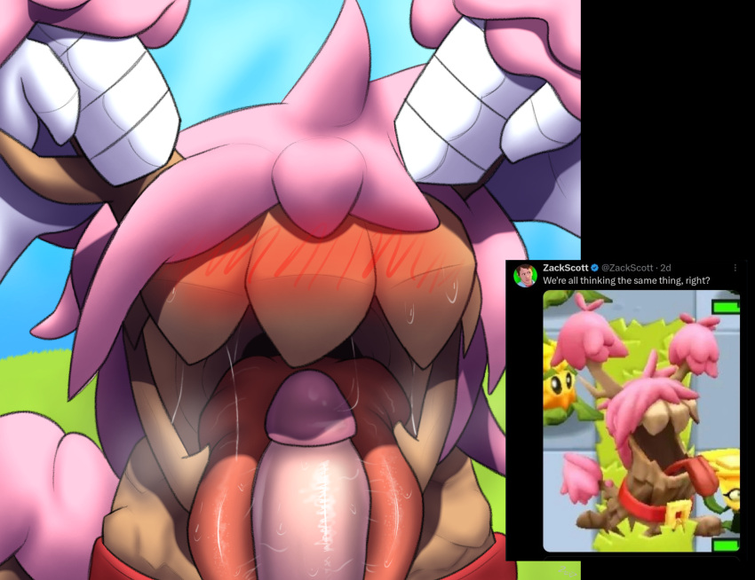 2vv7 ahegao ambiguous_gender big_tongue blue_sky blush blush_lines bodily_fluids branch breath breath_cloud brown_body clothing collar disembodied_hand disembodied_penis dogwood_(pvz) duo elemental_creature erection eyeless fellatio feral flora_fauna genitals glistening glistening_genitalia glistening_penis gloves grass hair handwear hi_res human humanoid_genitalia interspecies long_tongue looking_pleasured male male/ambiguous mammal mouth_shot noseless open_mouth oral penile penis pink_hair plant pseudo_hair red_collar red_tongue saliva saliva_on_penis saliva_on_tongue saliva_string salivating sex simple_background sky solo_focus sweat sweatdrop text throat tongue tongue_out treant tree wet white_clothing white_gloves white_handwear wood
