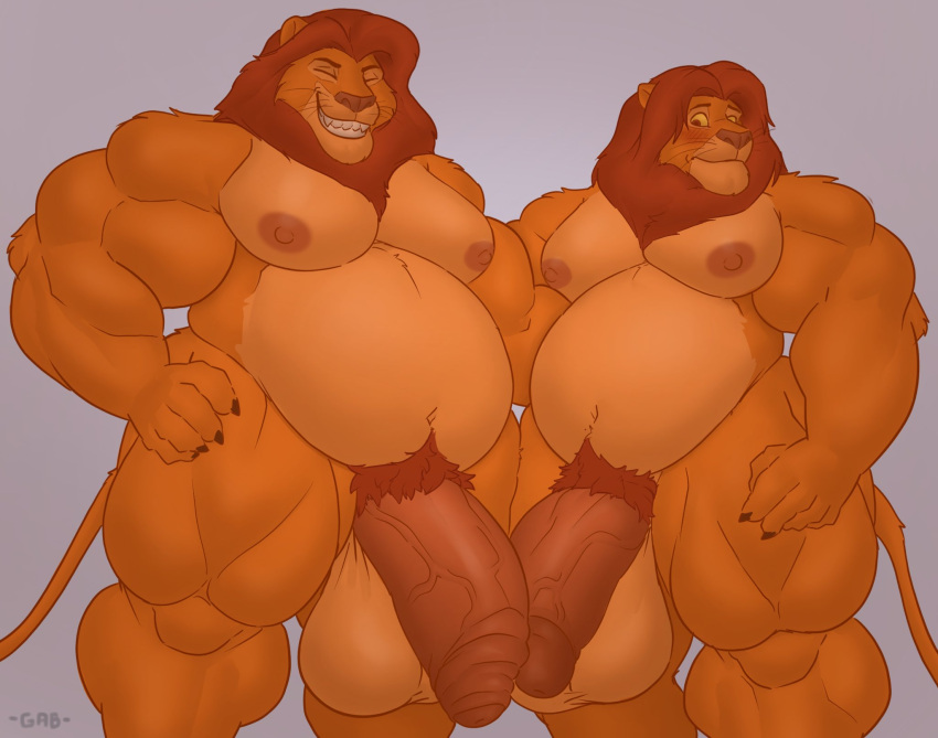 2023 anthro anthro_on_anthro areola balls belly big_balls big_belly big_muscles big_penis blush digital_media_(artwork) disney duo eyebrows father father_and_child father_and_son felid foreskin fur gabgbb genitals glans hi_res huge_balls huge_penis huge_thighs humanoid_genitalia humanoid_penis incest_(lore) intraspecies lion male male/male mammal mane moobs mufasa musclegut muscular muscular_anthro muscular_male muscular_thighs navel nipples overweight overweight_anthro overweight_male pantherine parent parent_and_child partially_retracted_foreskin penis pubes quads retracted_foreskin simba smile son tail tan_body tan_fur teeth the_lion_king thick_thighs vein veiny_penis whiskers
