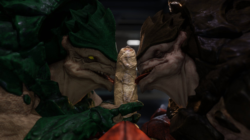 3d_(artwork) alien big_penis cheap-wazoo collaborative collaborative_fellatio collaborative_sex digital_media_(artwork) duo erection fellatio foreskin genitals group group_sex hi_res humanoid_genitalia humanoid_penis krogan licking male male/male mass_effect muscular muscular_male nude open_mouth oral penile penis penis_lick sex source_filmmaker threesome tongue tongue_out trio urdnot_wrex vein veiny_penis