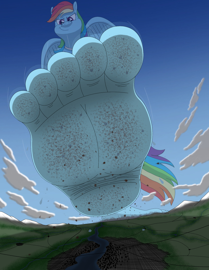 absurd_res animal_humanoid anthro az12lol barefoot city_crushing crushed_micros dirty dirty_feet equid equid_humanoid equine equine_humanoid feet female female/female foot_crush foot_fetish foot_focus friendship_is_magic fur hair hasbro hi_res hindpaw horse humanoid macro macro_focus mammal mammal_humanoid micro micro_on_macro multicolored_hair my_little_pony pawpads paws pegasus plantigrade pony rainbow_dash_(mlp) rainbow_hair size_difference soles solo stepped_on stomping toes underfoot wings