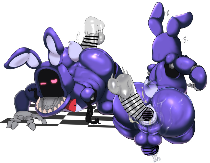 &lt;3 &lt;3_eyes 2023 4_fingers anal anal_juice anal_penetration animatronic balls big_penis bodily_fluids bow_tie butt censor_bar censored digital_media_(artwork) duo exposed_wires faceless_character faceless_male fingers five_nights_at_freddy's five_nights_at_freddy's_2 genitals hi_res lagomorph leporid long_ears machine male male/male mammal man0. motion_blur penetration penis purple_balls purple_body purple_butt purple_penis rabbit red_bow_tie red_eyes robot scott_cawthon scottgames sex tail tail_tuft teeth tuft twitching wire withered_bonnie_(fnaf)