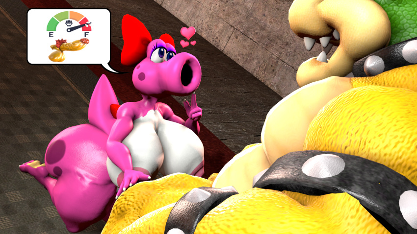 &lt;3 16:9 3d_(artwork) accessory anthro areola balls big_breasts birdo birdo_(character) bow_(feature) bow_accessory bow_ribbon bowser breasts butt castle claws cobaltapple detailed_background digital_media_(artwork) duo erection feet female genitals hair_accessory hair_bow hair_ribbon hi_res humanoid humanoid_genitalia humanoid_penis inside kneeling kneeling_oral_position koopa male mammal mario_bros muscular nintendo nipples nude penis pink_body reptile ribbons scalie siphon_(anatomy) smile source_filmmaker spikes tail thick_thighs toe_claws widescreen