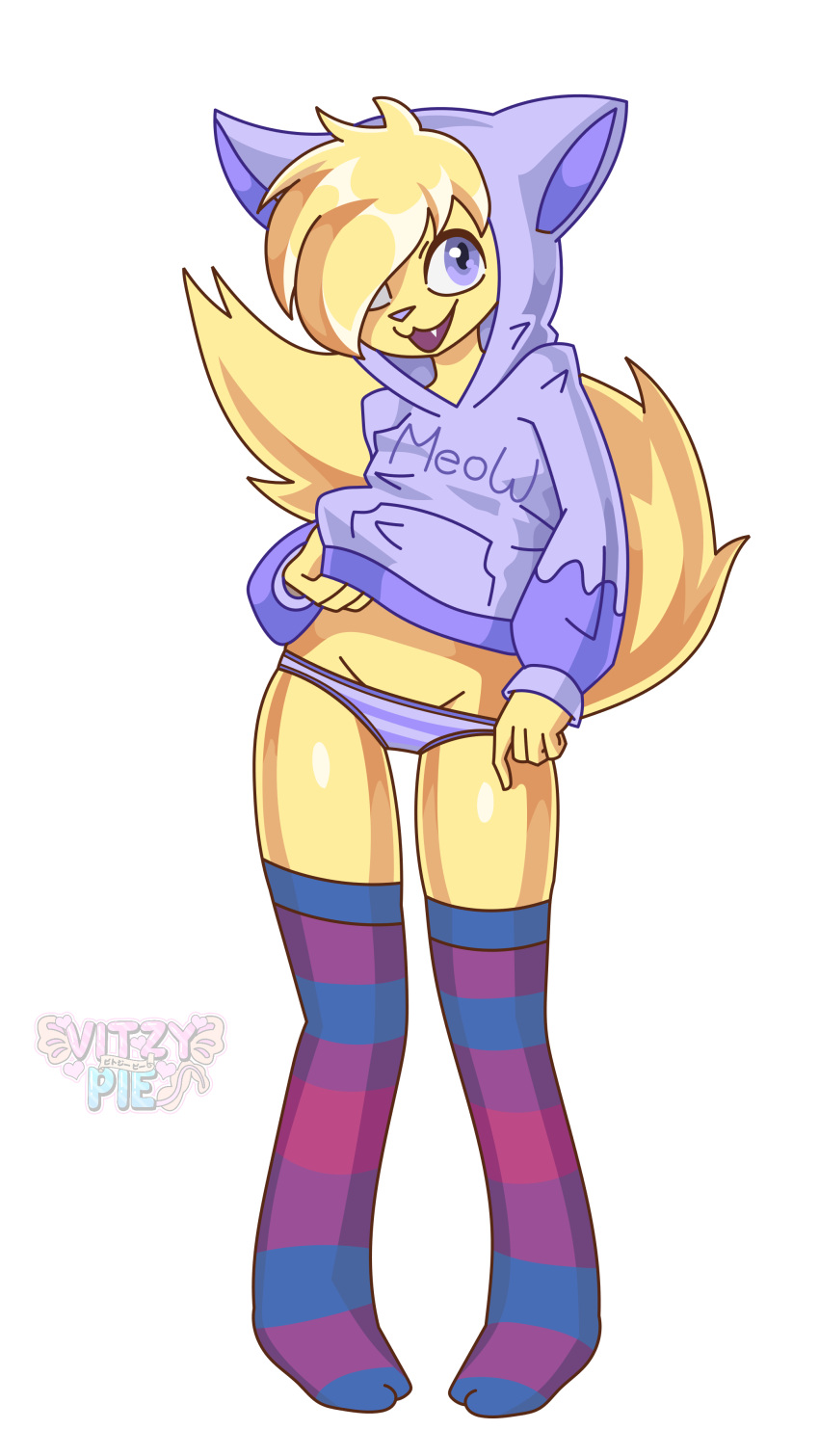 absurd_res alpha_channel animal_humanoid anthro bisexual_pride_colors blonde_hair cat_humanoid clothed clothing clothing_lift clothing_pull domestic_cat ears_up fangs felid felid_humanoid feline feline_ears feline_humanoid felis fluffy fluffy_tail fur girly glistening glistening_body hair hair_over_eye hi_res highlights_(coloring) hoodie humanoid legwear lenny_(theiathegreatest) lgbt_pride looking_at_viewer male male/male mammal mammal_humanoid markings one_eye_obstructed open_mouth open_smile panties panty_pull pride_colors purple_clothing purple_eyes purple_hoodie purple_nose purple_topwear simple_background smile smiling_at_viewer snaggle_tooth solo tail teeth thick_tail thigh_highs topwear transparent_background underwear underwear_pull vitzypie yellow_body yellow_fur yellow_hands yellow_paws yellow_tail