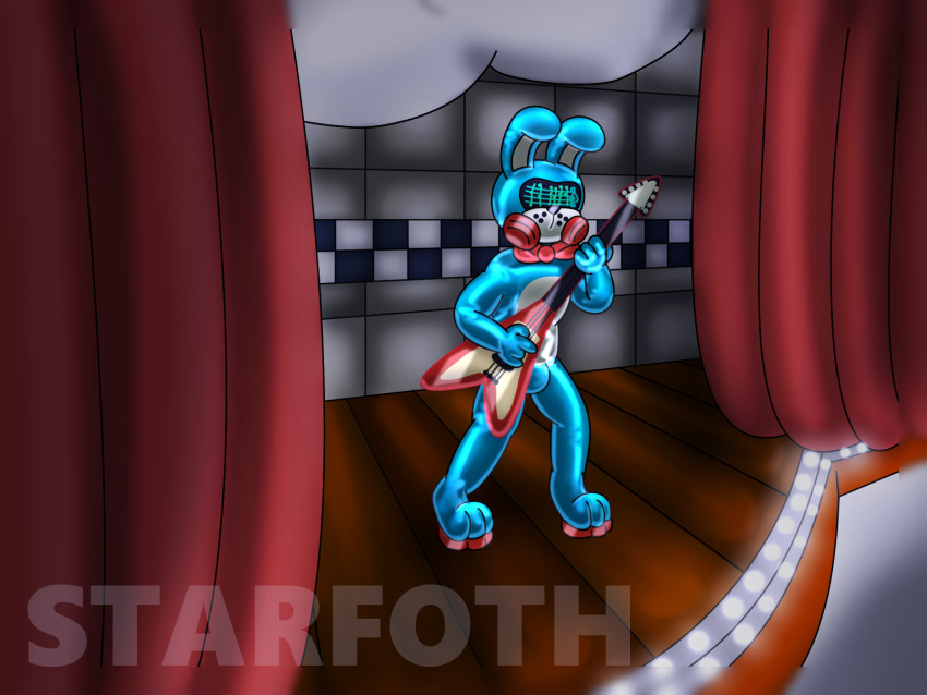boots clothing drone dronesuit dronification five_nights_at_freddy's five_nights_at_freddy's_2 footwear gloves guitar guitarist handwear hi_res implied_permanent latex_gloves musical_instrument plucked_string_instrument rubber rubber_boots rubber_clothing rubber_suit scottgames slave stage stage_act stage_curtains stage_light stage_lights stage_show star_art_hd string_instrument toy_bonnie_(fnaf)