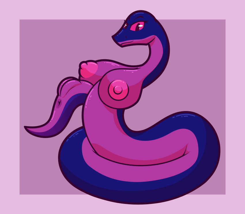 absurd_res anus belly blue_body breasts busty_feral female feral genitals hi_res ikakins looking_at_viewer neuzu_(anzuneth) nipples nude pink_belly pink_eyes pink_nipples plump_labia pussy reptile scalie snake solo viper