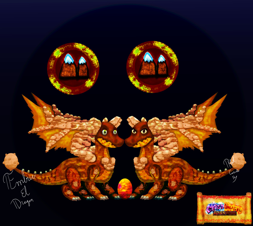 absurd_res dragon duo egg embrioeldragon female feral hi_res land male tail wings