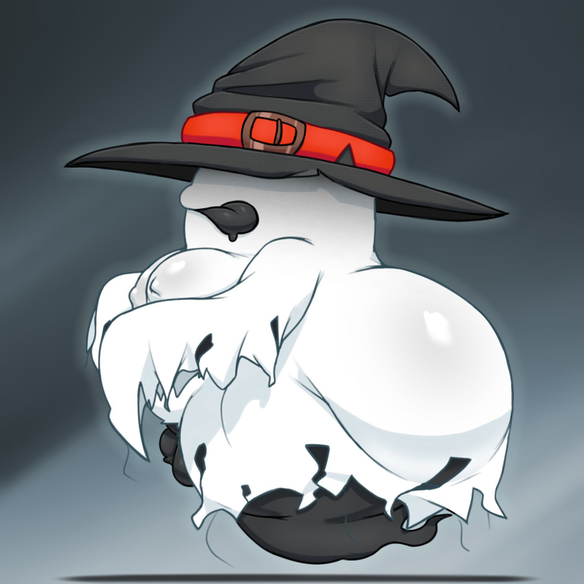 2023 axoarts balls bandai_namco bedsheet_ghost belly big_butt black_background black_body black_clothing black_hat black_headwear black_tail black_tongue bodily_fluids butt clothing digimon digimon_(species) digital_media_(artwork) floating genitals ghost ghost_tail grey_background hat headgear headwear hi_res huge_butt male moobs multicolored_body obese obese_male overweight overweight_male penis red_clothing red_hat red_headwear saliva saliva_string side_view simple_background small_penis solo soulmon spirit tail thick_thighs tongue tongue_out two_tone_body two_tone_hat white_background white_body