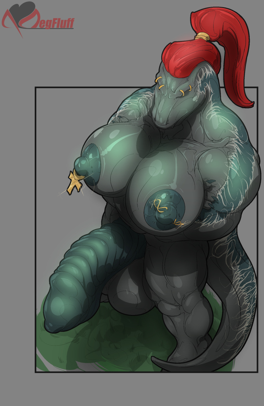 absurd_res anthro breasts character dinosaur dromaeosaurid female genitals herm hi_res hybrid hybris hyper intersex intersex/female megfluff muscular penis perspective posting reptile scalie sega solo sonic_the_hedgehog_(series) the_deadly_six theropod zeena