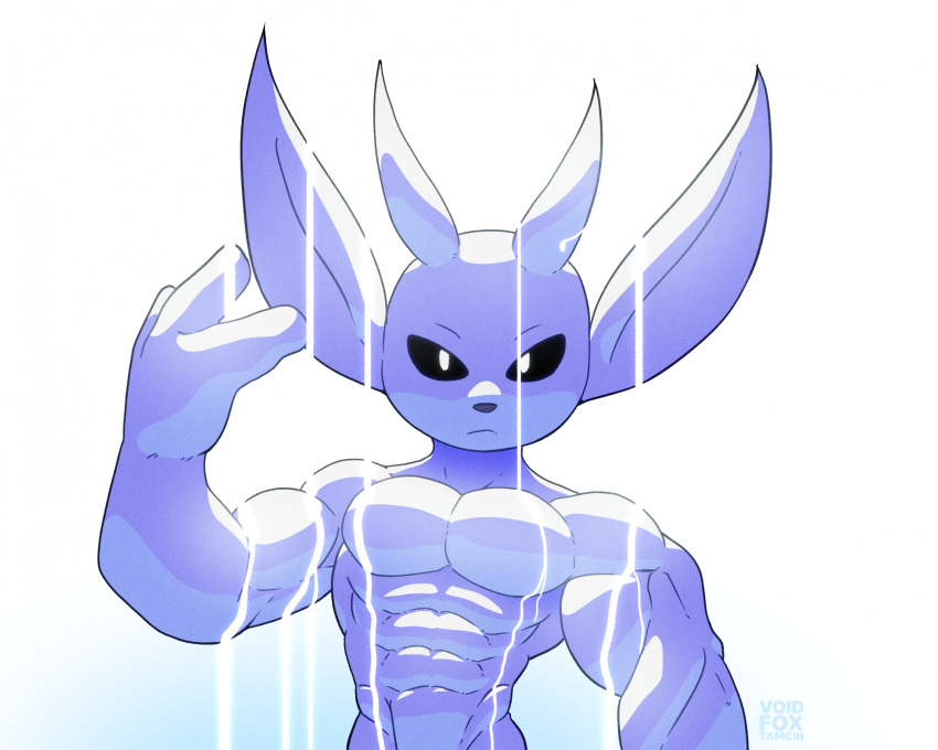 3_fingers abs anthro artist_name biceps black_sclera digital_media_(artwork) fingers guardian_spirit hi_res light looking_at_viewer male muscular muscular_anthro muscular_male ori_(ori) ori_(series) pecs simple_background solo standing voidfoxtamcin wet wet_body white_background white_body