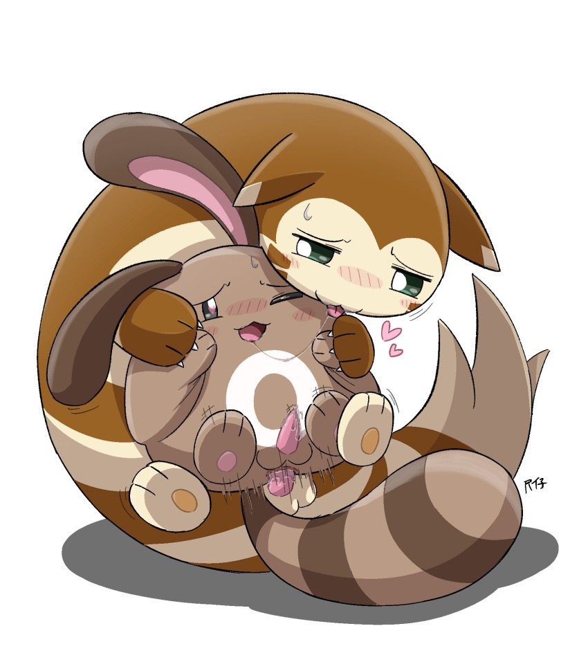 &lt;3 &lt;3_eyes anal anal_penetration balls blush bodily_fluids brown_body brown_fur chair_position duo feral feral_on_feral feral_penetrated feral_penetrating feral_penetrating_feral from_behind_position fur furret generation_2_pokemon genital_fluids genitals hi_res kimono_kemono male male/male male_penetrated male_penetrating male_penetrating_male nintendo penetration penile penile_penetration penis penis_in_ass pokemon pokemon_(species) precum saliva saliva_string sentret sex simple_background striped_body striped_fur stripes sweat tapering_penis tongue tongue_out white_background