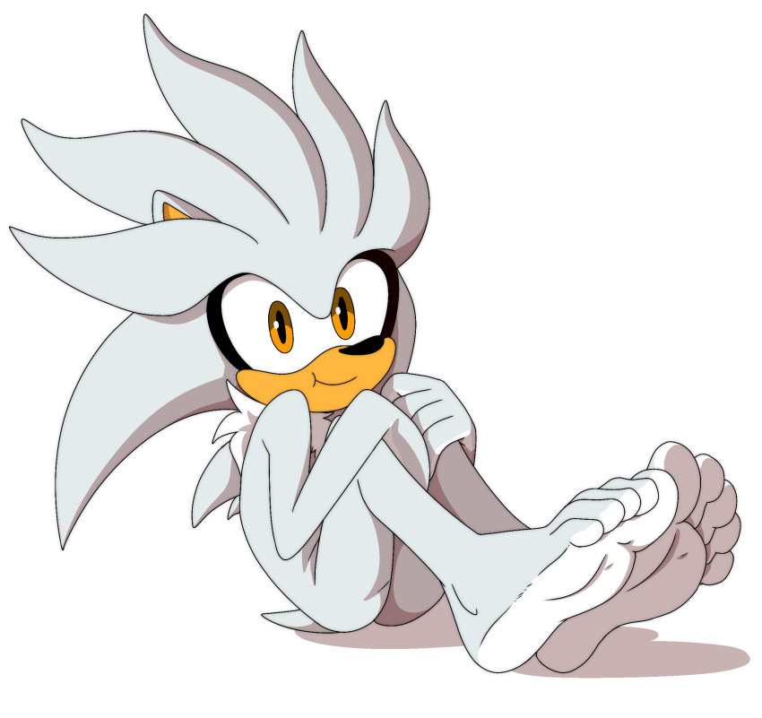 5_toes barefoot countershade_feet countershading digital_drawing_(artwork) digital_media_(artwork) feet foot_ninja15 happy hi_res humanoid male nude sega silver_the_hedgehog soles solo sonic_the_hedgehog_(series) toes