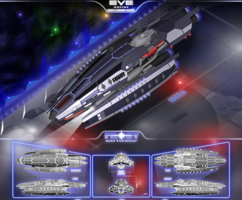 3d absurdres adobe_illustrator_(medium) alternate_color amarr_empire_(eve_online) autodesk_3ds_max_(medium) battleship_(eve_online) beam_cannon cannon commentary concept_art copyright_name energy_cannon eve_online from_side glowing highres imperial_navy_(eve_online) laser_cannon logo marnodor military_vehicle missile_pod multiple_views navy_faction_(eve_online) no_humans original photoshop_(medium) radio_antenna reference_sheet science_fiction spacecraft thrusters turret vehicle_focus