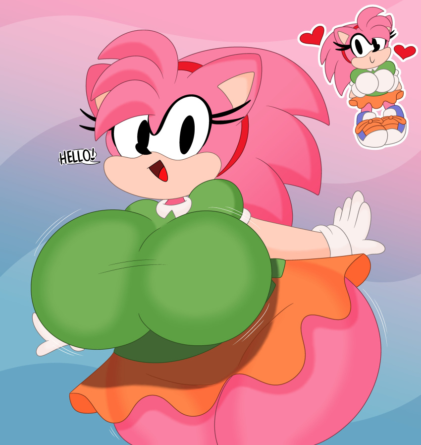 2023 3barts 4k absurd_res accessory amy_rose anthro big_breasts black_pupils bottomwear bouncing_breasts breast_jiggle breasts classic_amy_rose classic_sonic_(universe) clothing curvaceous curvy_figure dialogue digital_drawing_(artwork) digital_media_(artwork) english_text eulipotyphlan eyelashes female fingers fur gloves hair hair_accessory hairband handwear hedgehog hi_res hourglass_figure huge_breasts jiggling looking_at_viewer mammal miniskirt motion_lines multicolored_body multicolored_fur open_mouth pink_body pink_fur pink_hair pupils sega simple_background skirt small_waist smile solo sonic_the_hedgehog_(series) talking_to_viewer tan_body tan_fur text thick_thighs thigh_jiggle two_tone_body two_tone_fur voluptuous wide_hips