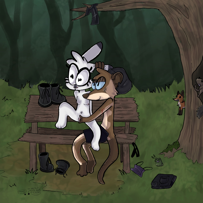 anthro being_watched bodily_fluids boots clothing combat_boots crust-punk didelphid domestic_rabbit duo dwarf_hotot dwarf_rabbit ear_pull female fingering footwear foreplay hi_res lagomorph leporid looking_at_another male male/female mammal marsupial nude oryctolagus picnic punk rabbit smelly_(stinkyandsmelly) stinky_(stinkyandsmelly) stinkyandsmelly stinkyandsmelly_art stinkyandsmelly_comic taur vaginal vaginal_fingering voyeur water_opossum