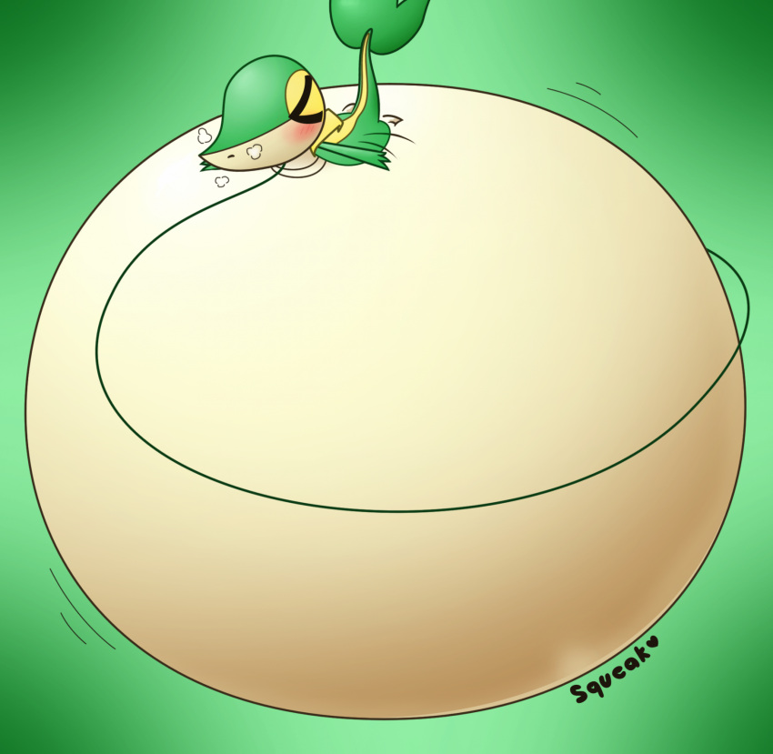 &lt;3 2023 air_inflation ambiguous_gender belly belly_expansion belly_inflation big_belly blush colored digital_media_(artwork) expansion eyes_closed generation_5_pokemon green_background green_body green_hose green_tail hi_res hose_in_mouth hose_inflation hyper hyper_belly hyper_inflation immobile inflated_belly inflation inflation_fetish lying nintendo on_front onomatopoeia poipole98 pokemon pokemon_(species) shaded simple_background snivy solo sound_effects squeaking tail tan_body text