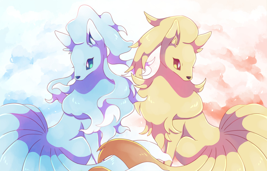 alolan_ninetales kechon-san looking_to_the_side ninetales no_humans pokemon pokemon_(creature)