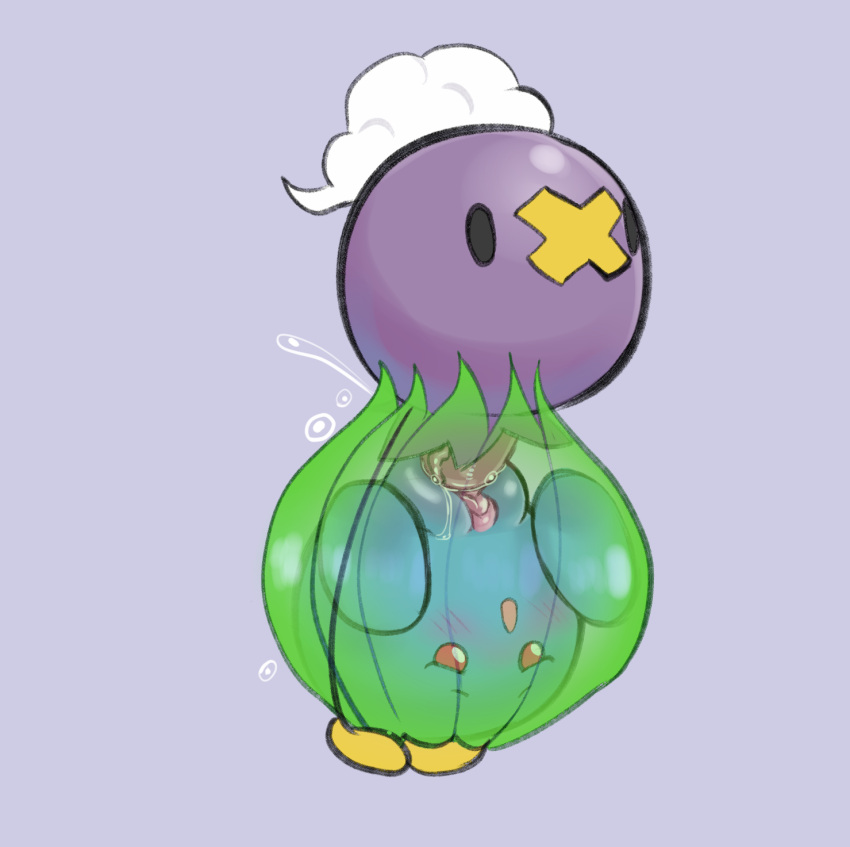 armless bandage_on_face black_eyes bodily_fluids dizzytizzy drifloon duo eyebrows eyelashes featureless_feet female floating generation_1_pokemon generation_4_pokemon genital_fluids genitals green_hair grey_background hair hi_res leaf leaf_hair male male/female mouthless nintendo oddish open_mouth penetration penis plant plant_hair plump_labia pokemon pokemon_(species) pseudo_hair purple_body purple_skin pussy pussy_juice red_eyes sex short_hair simple_background translucent vaginal vaginal_penetration waddling_head white_hair