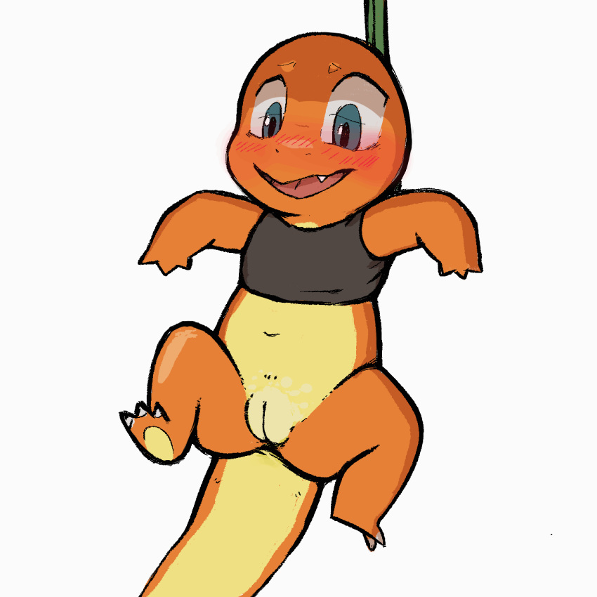 animated blush bound charmander fangs female generation_1_pokemon genitals hanging_from_ceiling harness hi_res nintendo open_mouth pokemon pokemon_(species) presenting presenting_pussy pussy scalie solo teeth twentyfur