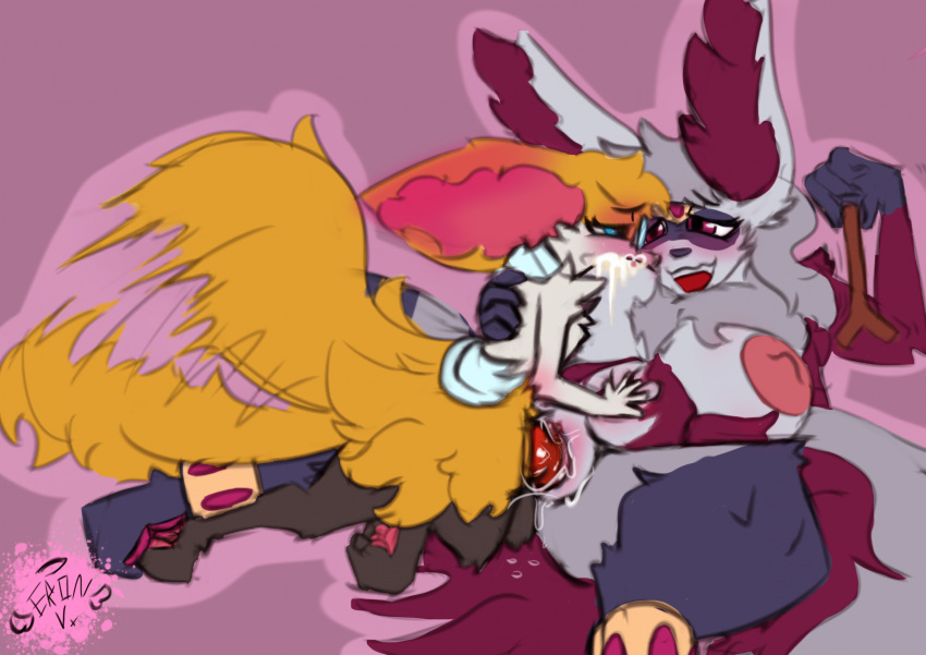 2023 annie_and_the_mirror_goat anthro areola bedroom_eyes big_areola big_breasts big_nipples bodily_fluids braixen breasts canid canine digital_media_(artwork) duo eron_varia eyewear facial_markings female fox freya_vix fur fur_cloak fur_clothing generation_6_pokemon genital_fluids genitals glasses gold_(metal) gold_jewelry grey_body grey_fur head_markings hi_res jewelry koi_the_braixen larger_female leg_markings male male/female mammal markings maroon_fur mask_(marking) mature_female narrowed_eyes nintendo nipples pawpads paws penetration pink_areola pink_nipples plump_labia pokemon pokemon_(species) precum presenting pussy pussy_juice red_eyes royal_vixult scarf seductive sex size_difference smaller_male smile socks_(marking) stick teasing vaginal vaginal_penetration vixult white_body white_fur wildmons_(catcouch) yellow_body yellow_fur