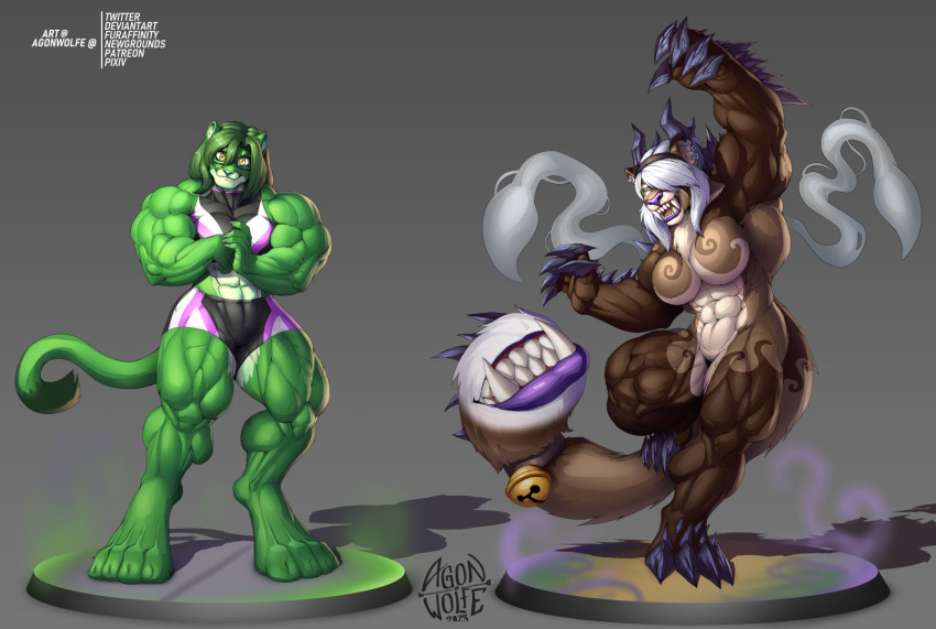 anthro big_(disambiguation) biped concept cougar digitigrade felid feline female furry green hi_res mammal miniature monster muscular