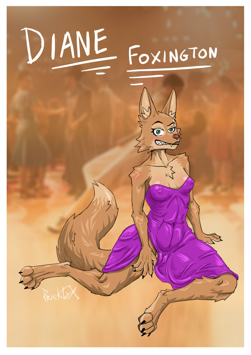 absurd_res anthro bottomless canid canine clothed clothing diane_foxington dreamworks dress female fox furry hi_res invalid_tag mammal pricklyx solo the_bad_guys