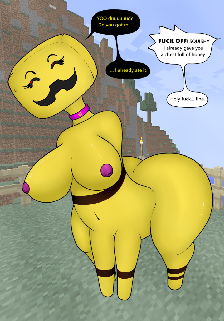big_breasts big_butt breasts butt choker creeper_(minecraft) female hi_res humanoid jewelry maxhe microsoft minecraft mojang monster monstrous_humanoid necklace nipples nude profanity quadruped short_stack solo solo_focus speech_bubble squishy_the_creeper stubby_legs xbox_game_studios
