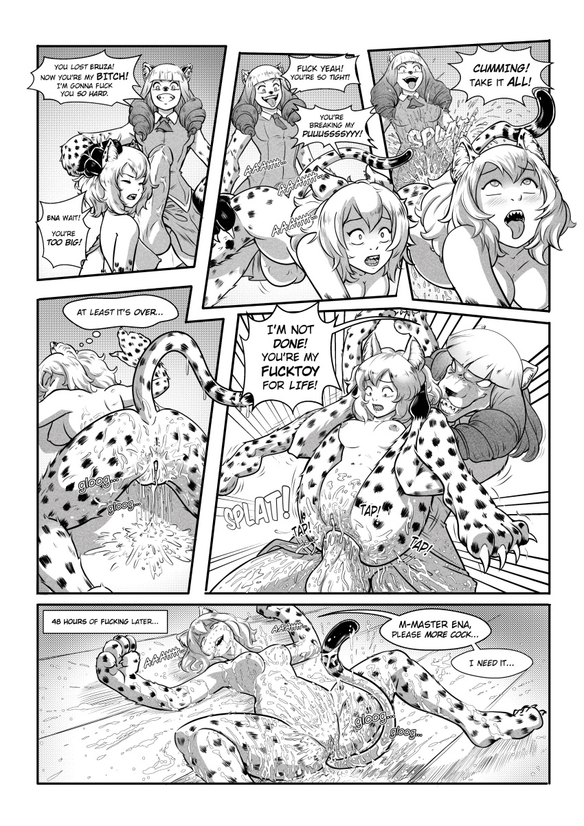 2girls absurdres anal anus ass blush breasts bukkake cheetah_ears cheetah_girl cheetah_tail cum cum_in_ass cum_in_pussy drill_hair futanari haibuchi_ena highres hyena_ears hyena_girl killing_bites medium_breasts multiple_girls nakanishi_eruza nipples nude pussy pussy_juice rabarsel sex spread_legs twin_drills vaginal