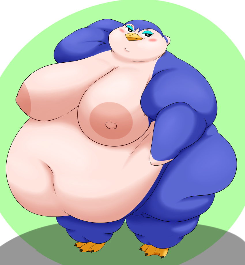 absurd_res animal_crossing anthro avian beak bedroom_eyes belly big_belly big_breasts big_butt bird blush breasts butt digital_media_(artwork) eyeshadow female flippers friga_(animal_crossing) grandpaced half-closed_eyes hand_behind_head hi_res huge_breasts huge_butt looking_at_viewer makeup membrane_(anatomy) morbidly_obese morbidly_obese_anthro morbidly_obese_female multicolored_body narrowed_eyes navel nintendo nipples nude obese obese_anthro obese_female overweight overweight_anthro overweight_female penguin seductive simple_background smile solo thick_thighs webbed_feet wide_hips