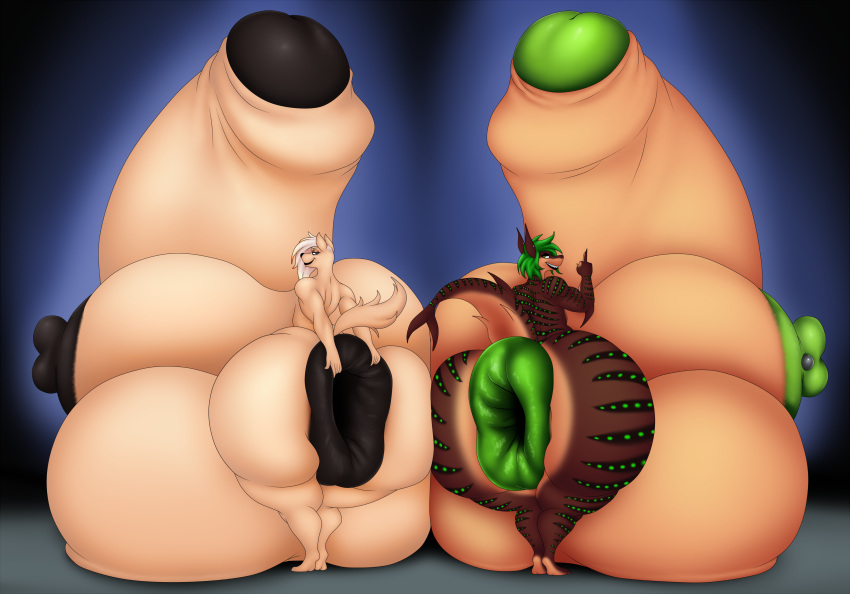 absurd_res aella anthro anus balls big_balls big_breasts big_butt big_penis breasts brown_body brown_skin brown_stripes butt claws countershading domestic_ferret duo fin fish genitals gesture green_eyes green_hair green_nipples green_spots gynomorph hair hi_res holding_anus huge_balls huge_breasts huge_butt huge_penis hyper hyper_balls hyper_breasts hyper_butt hyper_genitalia hyper_nipples hyper_penis intersex looking_at_viewer looking_back looking_back_at_viewer mammal marine middle_finger mustelid musteline nightmare-arts nipple_piercing nipples non-mammal_breasts non-mammal_nipples penis piercing puffy_anus puffy_nipples shark shark_tail shark_teeth spots stripes tail tail_fin tan_body true_musteline weasel