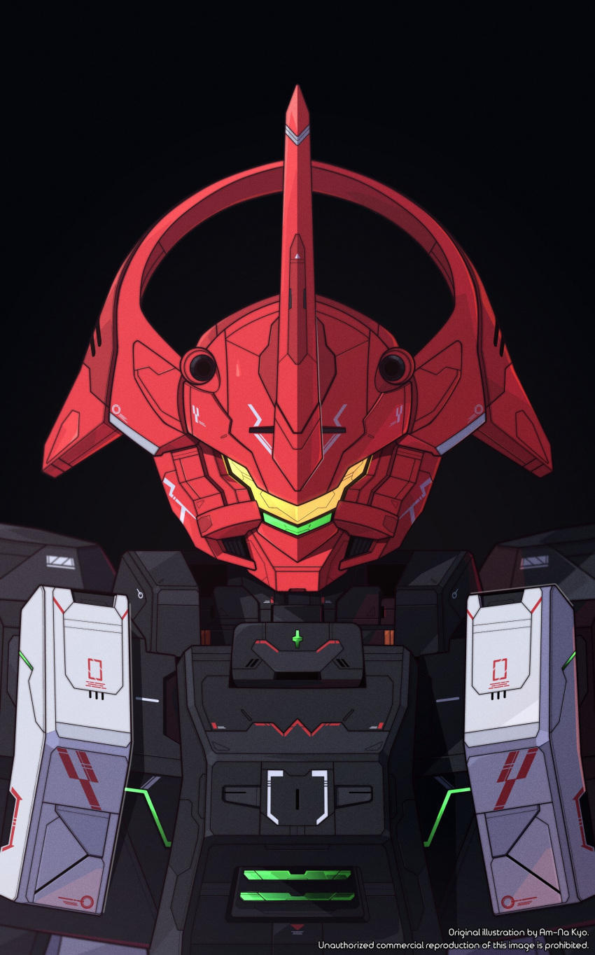 absurdres artist_name assault_visor azzalea black_background darilbalde gundam gundam_suisei_no_majo highres horns looking_at_viewer mecha mobile_suit no_humans portrait robot single_horn solo straight-on