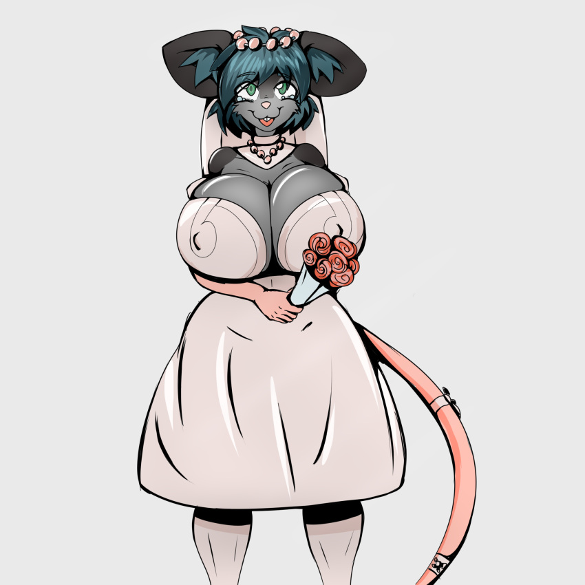 anthro big_breasts bodily_fluids breasts clothed clothing dress female female/female happy hi_res huge_breasts mammal marriage_proposal maze_(mazemaus) mazemaus mouse murid murine rodent solo solo_focus tears wedding wholesome