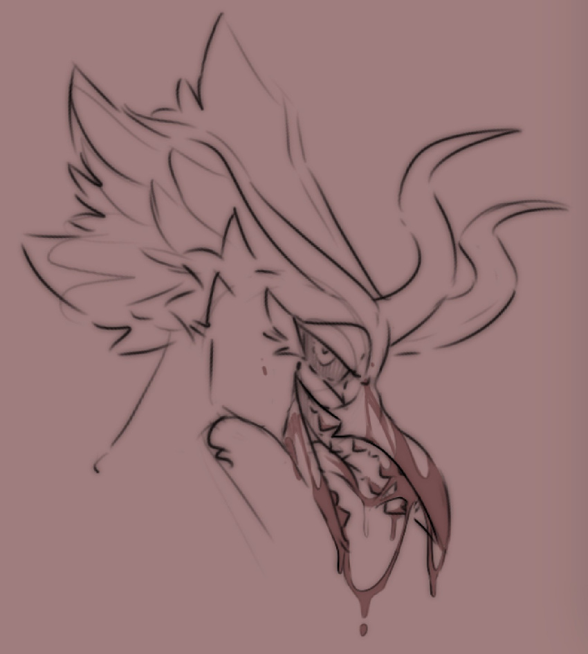 angel anthro biblically_accurate_angel bird_with_teeth blood blood_in_mouth blood_on_face bodily_fluids boidbwain female headshot_portrait hi_res horn ophelia_(boidbwain) portrait seraph sketch solo vore