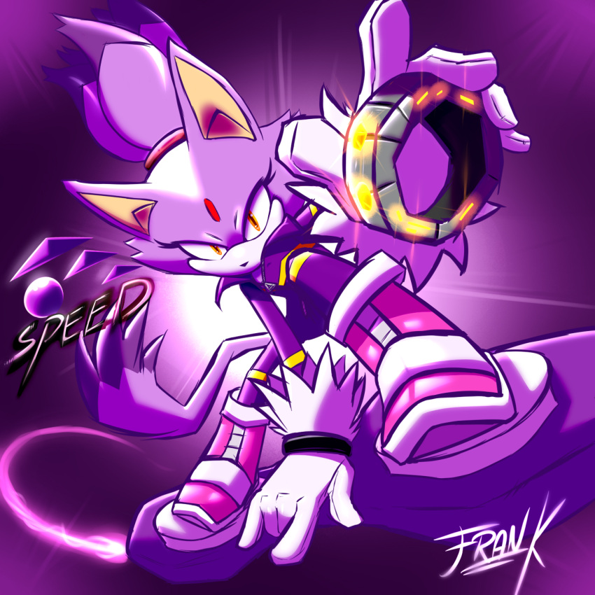 animal_ears blaze_the_cat cat_ears cat_girl cat_tail eyelashes forehead_jewel frankwolf14 fur-trimmed_gloves fur_trim furry furry_female gloves highres hover_board jumpsuit looking_at_viewer pink_footwear ponytail purple_fur sonic_(series) sonic_riders tail white_gloves yellow_eyes zipper_pull_tab