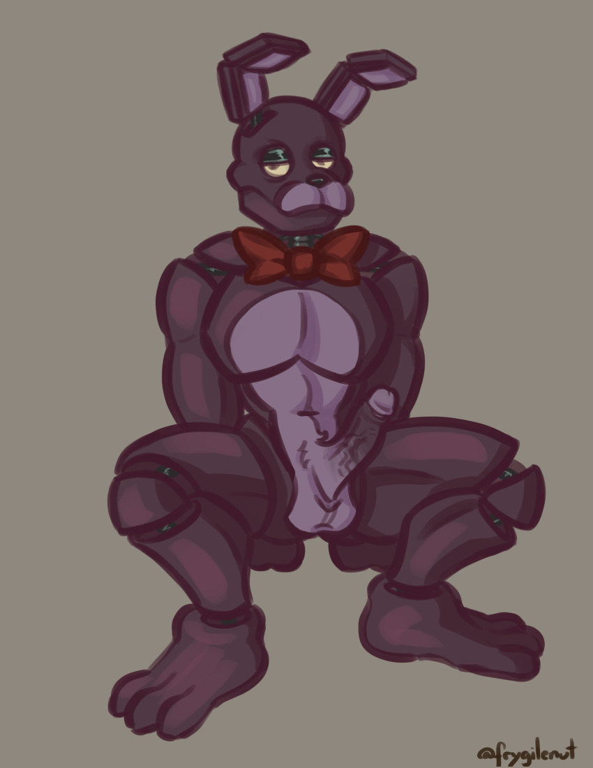 absurd_res all_fours animatronic bonnie_(fnaf) erection five_nights_at_freddy's frygilenut hi_res lagomorph leporid looking_at_viewer machine male mammal rabbit robot scottgames solo