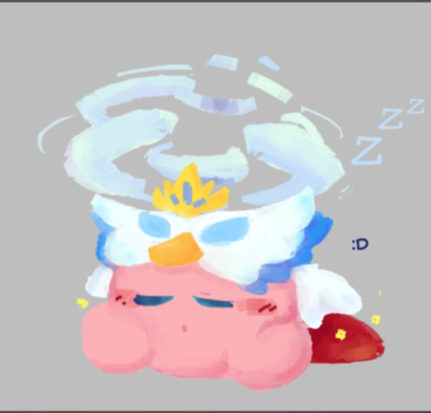 closed closed_eyes closed_mouth copy_ability fleur_tornado_kirby grey_background kirby kirby_(series) kirby_and_the_forgotten_land non-web_source sleeping tornado_kirby