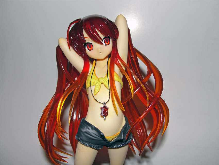 female figure gradient gradient_background long_hair panties photo red_hair shakugan_no_shana shorts solo underwear