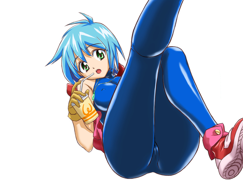 allenby_beardsley blue_hair cameltoe g_gundam gloves green_eyes gundam highres jewelry latex necklace short_hair