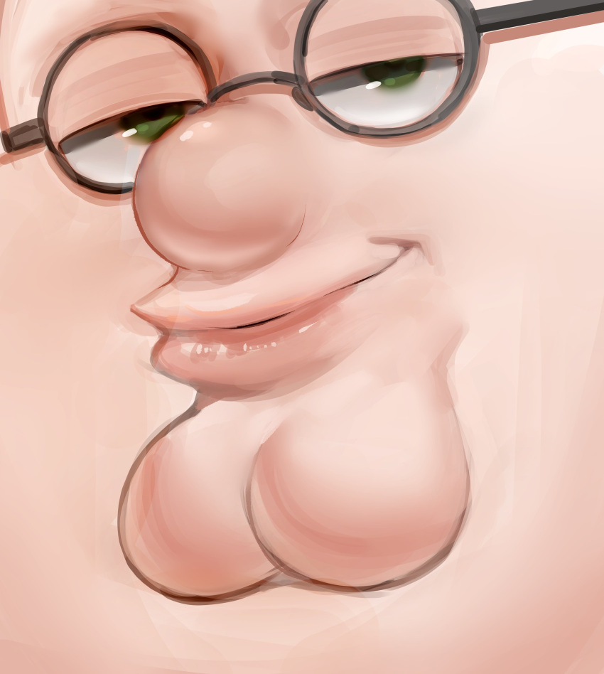 1boy absurdres cleft_chin closed_mouth double_chin family_guy fat fat_man glasses green_eyes highres kowai_(iamkowai) male_focus peter_griffin round_eyewear smile solo