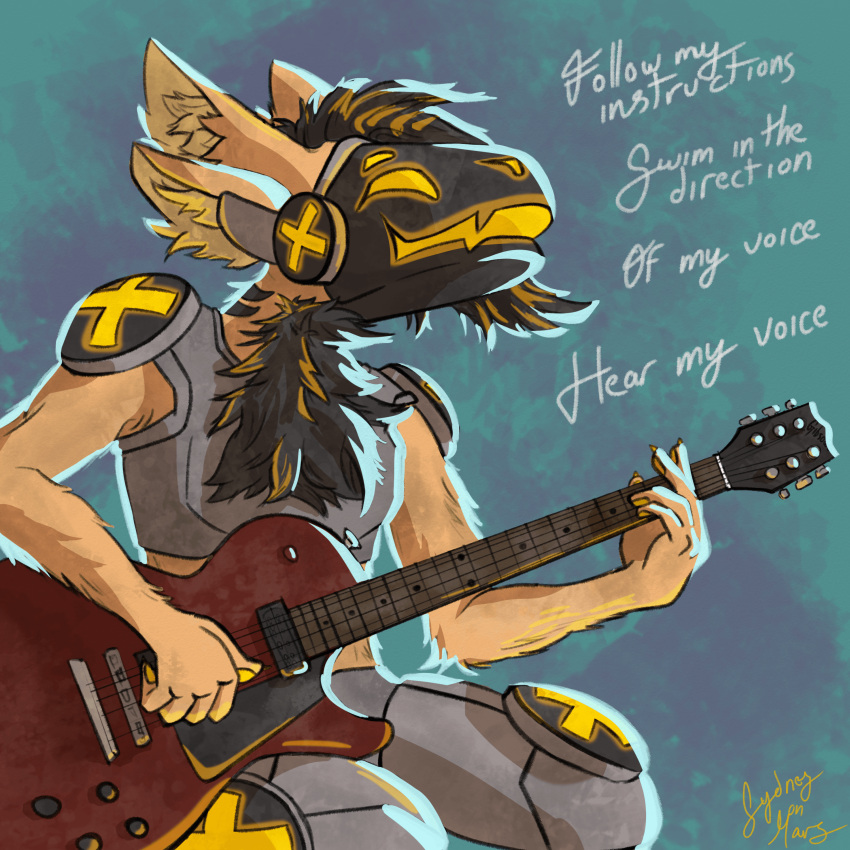 4_ears absurd_res anthro electric_guitar guitar hi_res light machine male multi_ear musical_instrument playing_guitar playing_music plucked_string_instrument protogen simple_background singing solo string_instrument sydney_onmars tally_hall