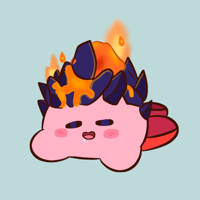 closed_eyes drooling fire_kirby highres kirby kirby_(series) kirby_and_the_forgotten_land open_mouth sleeping volcano_fire_kirby