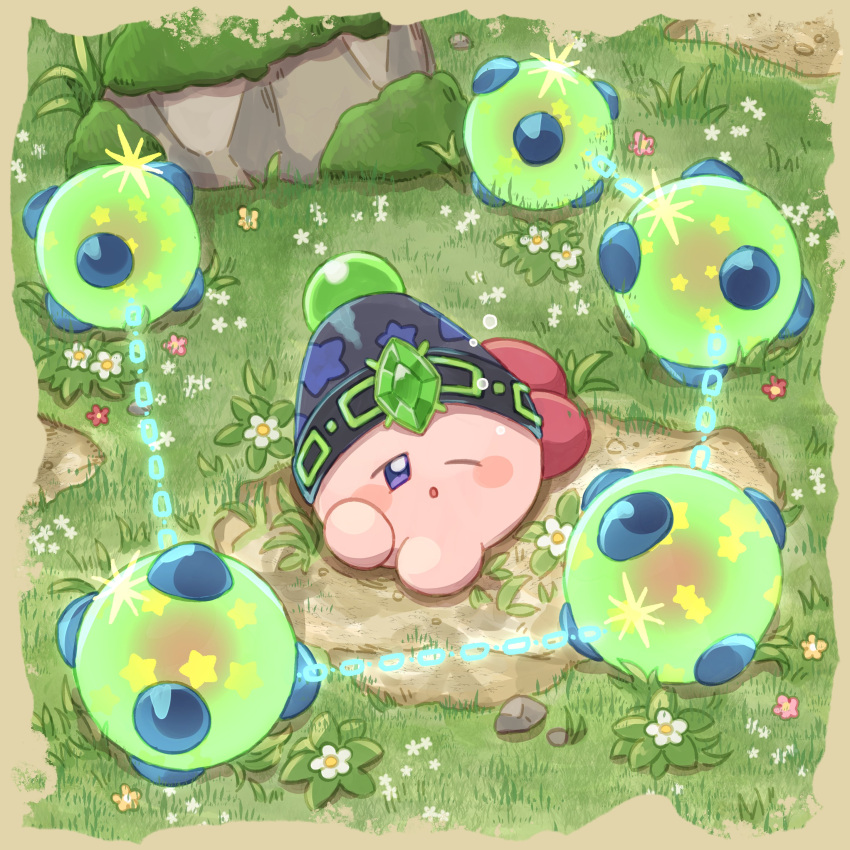 absurdres bomb_kirby chain_bomb_kirby highres kirby kirby_(series) kirby_and_the_forgotten_land one_eye_closed open_mouth sleeping sleepy