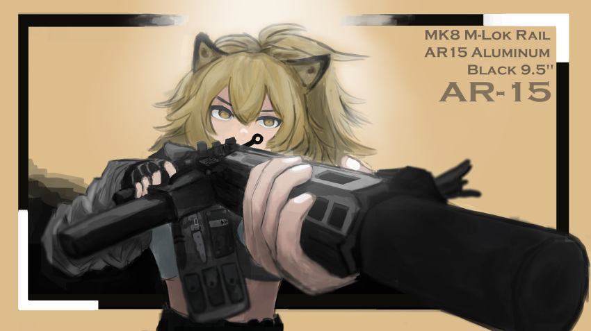 ar-15 arknights gun highres nguyenkhan rifle siege_(arknights) weapon